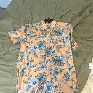 Men’s button up short sleeve shirt, floral pattern